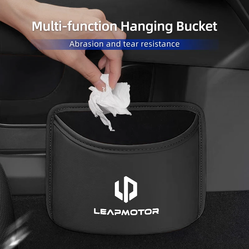 صندوق تخزين باب السيارة بولي Leather الجلود مقعد السيارات الخلفي معلقة سلة المهملات بن الملحقات ل Leapmotor قفزة المحرك C01 C11 T03 S01 C11 إعادة