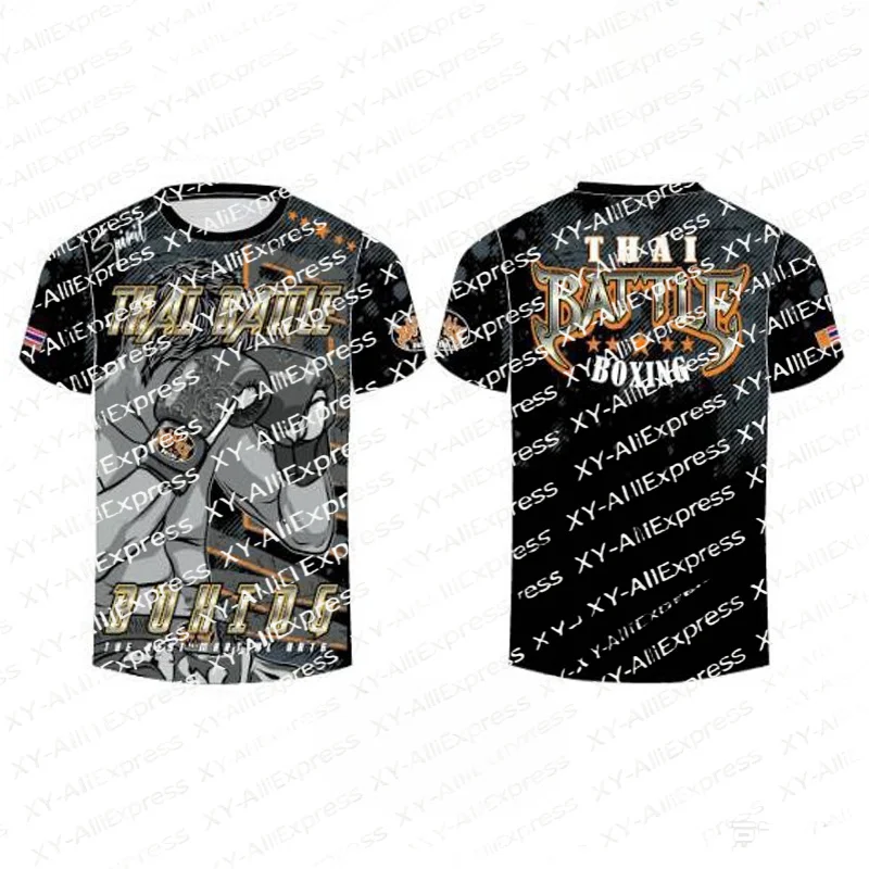 Men's Muay Thai Battle Boxing T-Shirt Retro Fighter Portrait Grey Tone Graphic Art Print Quick Dry Breathable Streetwear