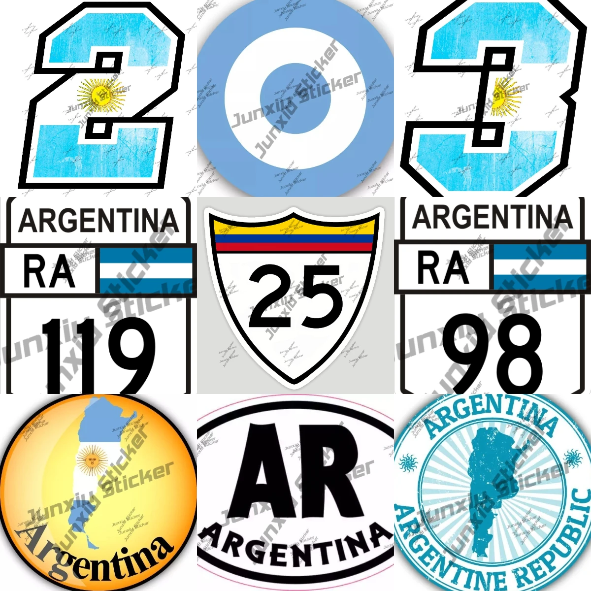 

Argentina Ruta 98 Soccer Ball Shield Argentina Number Flag Oval Country Code Ra Map Profile Shape Waterproof Sticker For Suv Car