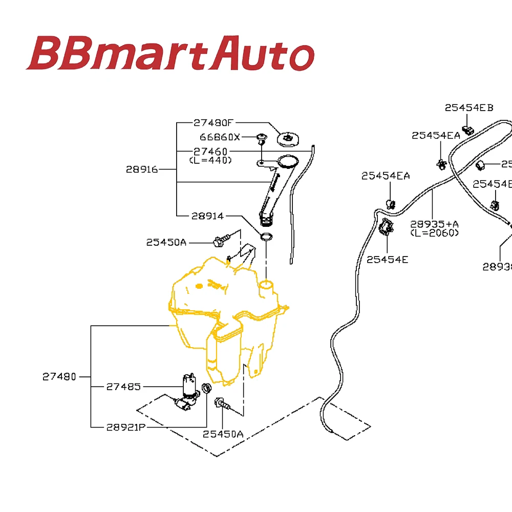 28910-3DN0A BBMart Auto Parts 1pcs WINDSHIELD WASHER TANK FIT FOR TIIDA C12 C13 Wholesale Factory Price Car Accessories