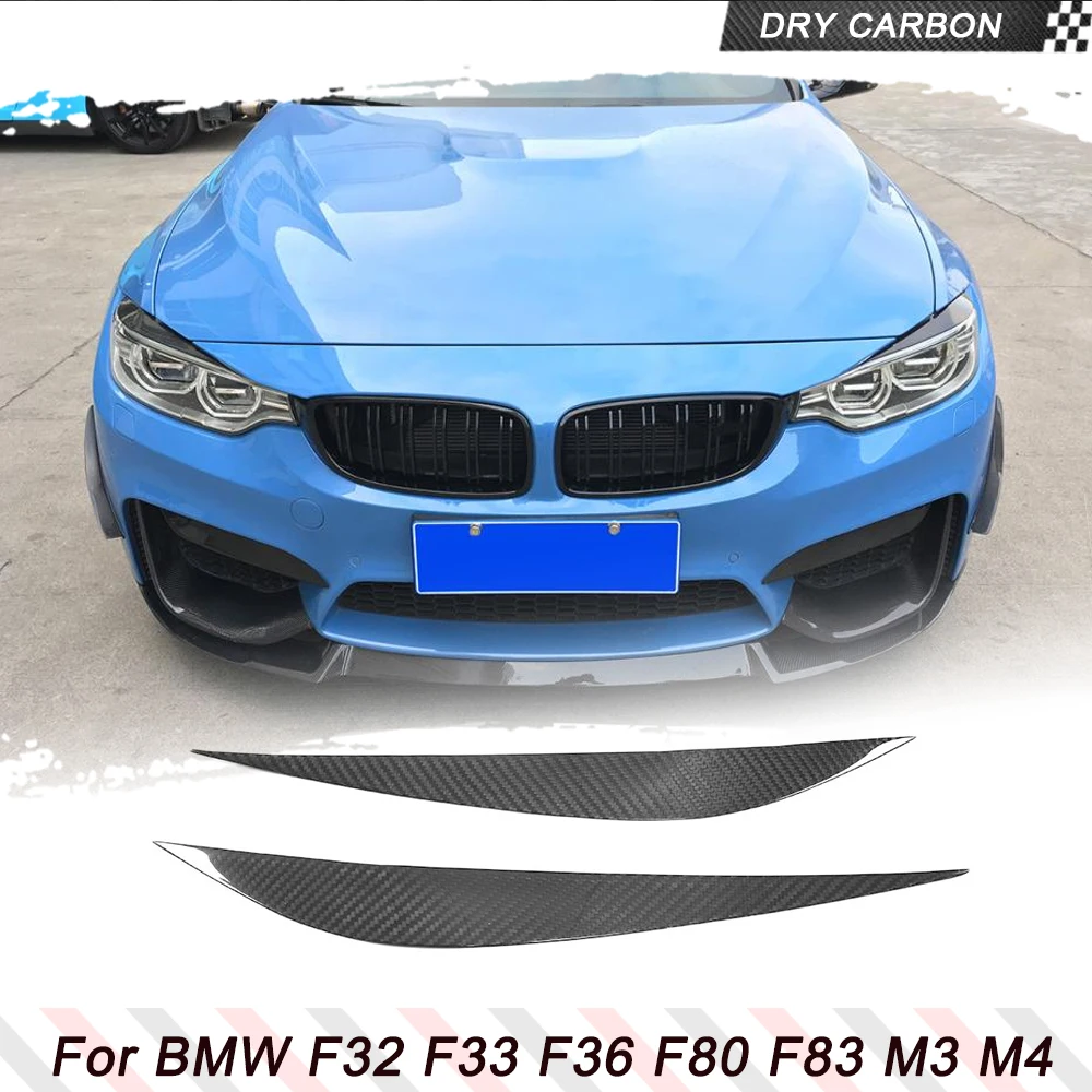 For BMW F80 M3 F82 F83 M4 F32 F33 F36 2014 - 2018 Car Headlight Eyelid Sticker Dry Carbon Fiber Headlamps Eyebrows Eyelash