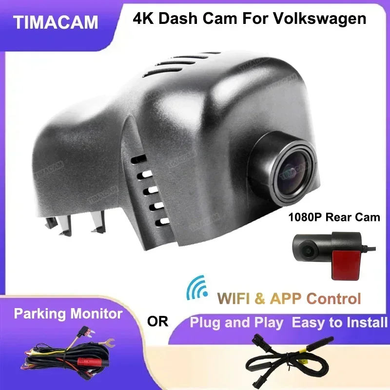 For Volkswagen VW Touareg 2011 2012 2013 2014 2015 2016 2017 2018 4K 2160P Dedicated Wifi Dashcam Front and Rear Plug and Play