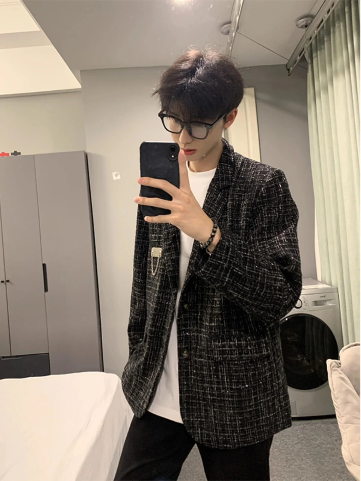 Trendy Autumn Winter Men's Suit Jacket Small Fragrance Style Design Korean Version British Elegant Striped Waistcoat for Teens
