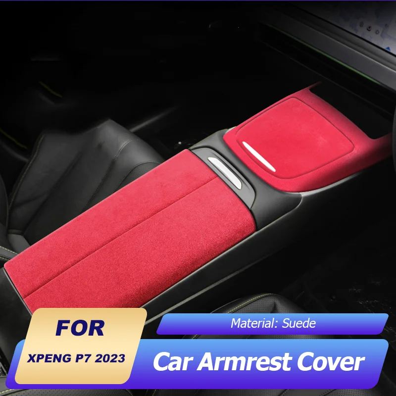 Car Center Console Armrest Box Cover Suede Trim Scuff Plate Protectors Accessories For XPeng P7 Xiao Peng P7 2023 2024 2025