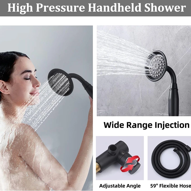 Badezimmer Wandmontage Warm- und Kaltwassermischer Ventil Messing Duscharmatur Set Wasserfall Verdeckte Mischer Duschsystem