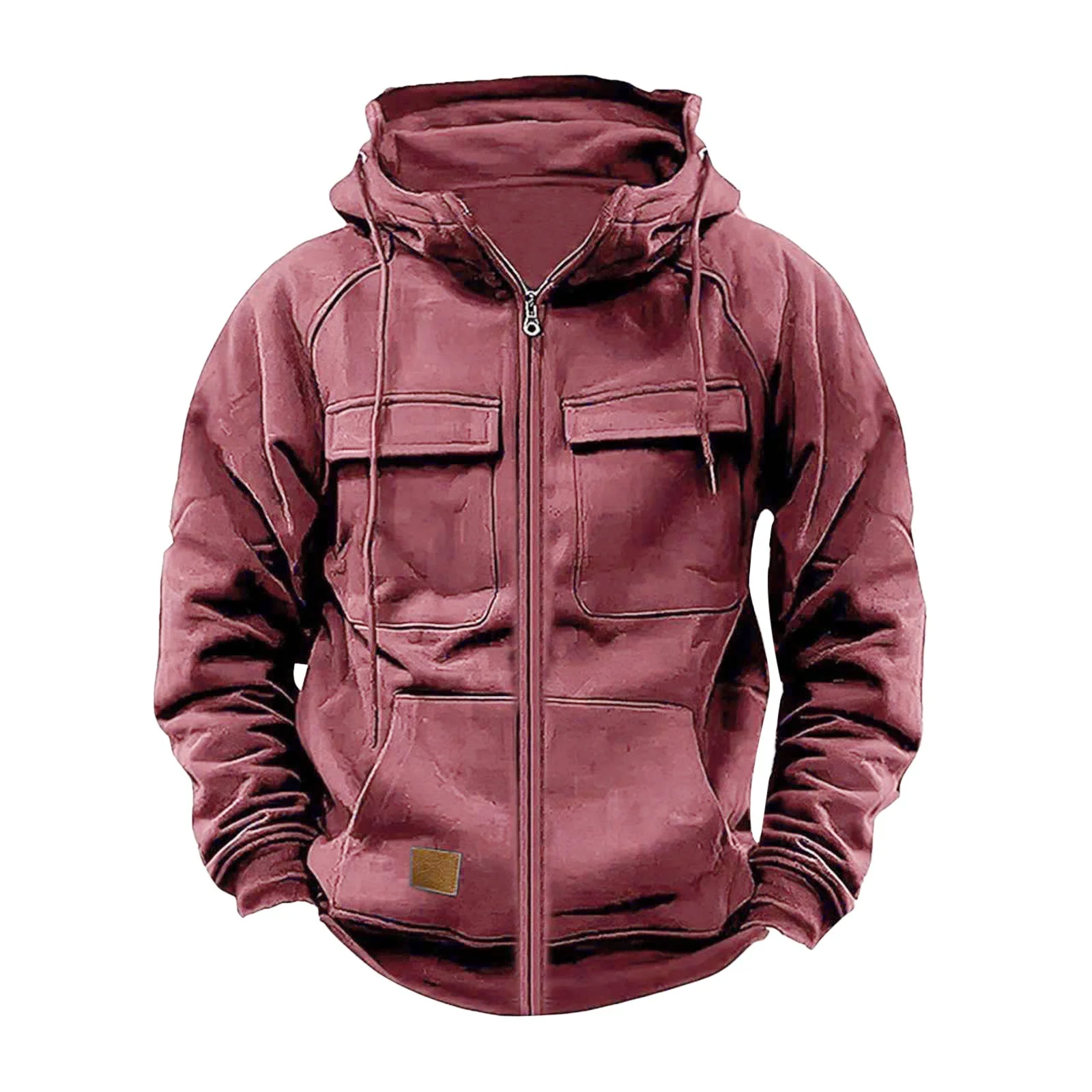 Male Hooded Jackets Half Zipper Men Tactical Hoodies Solid Warm Fleece Military Sweatshirts Multi Pockets Thick Outdoor Overoat