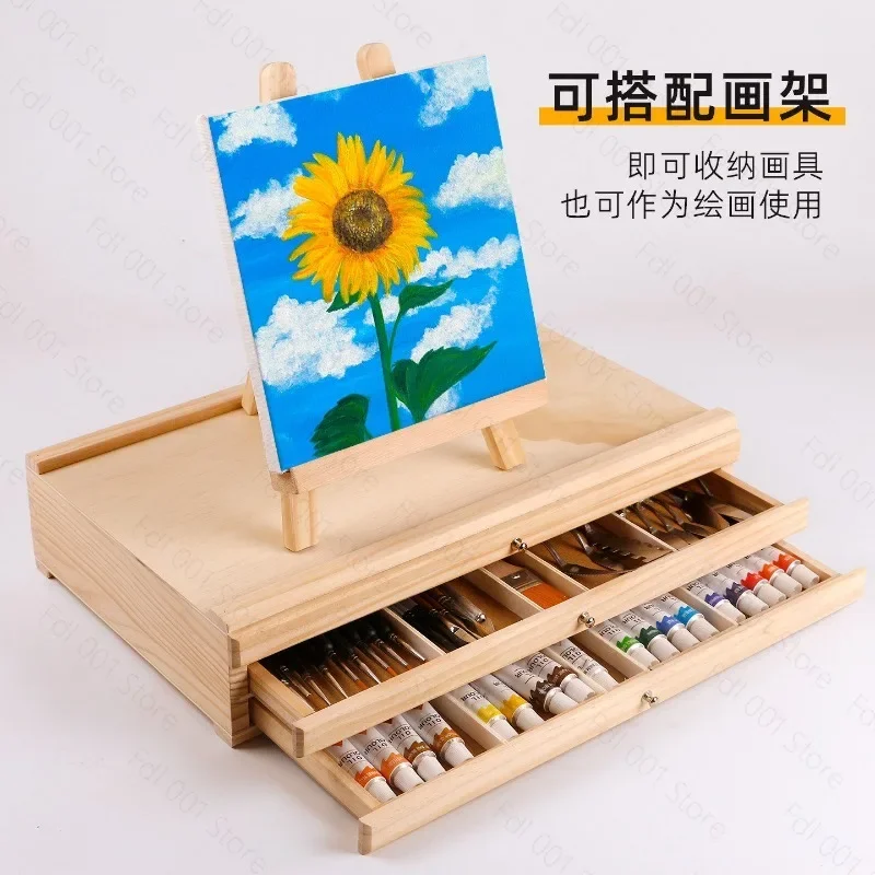 Art Multifunctional Drawer Storage Box for Colored Pens Markers Durable Desktop Art Supplies Organizer