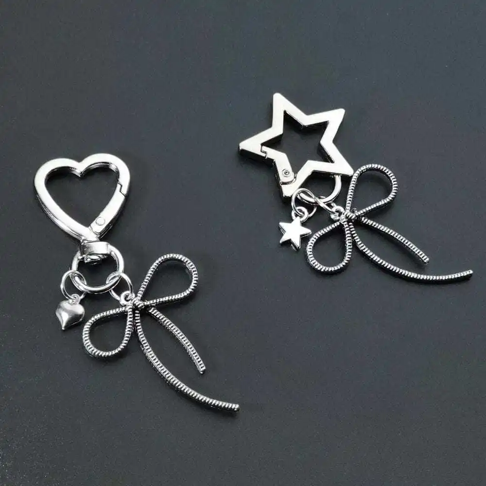 

Stainless Steel Keychain Fashionable Exquisite Heart Shaped Star Keyring Accessories Five Pointed Shape Key Gift Simple