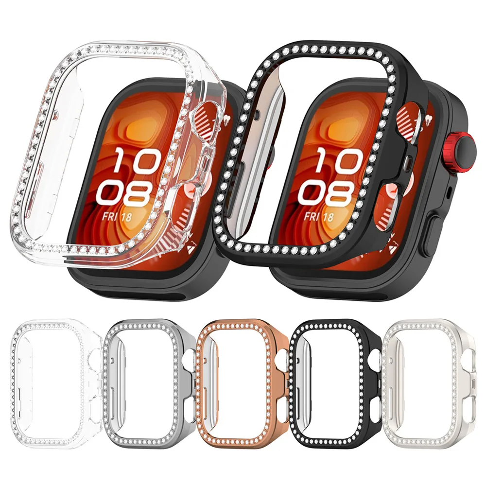 Cover Case For Huawei Watch Fit4 PC hollowed out single row diamond protective case
