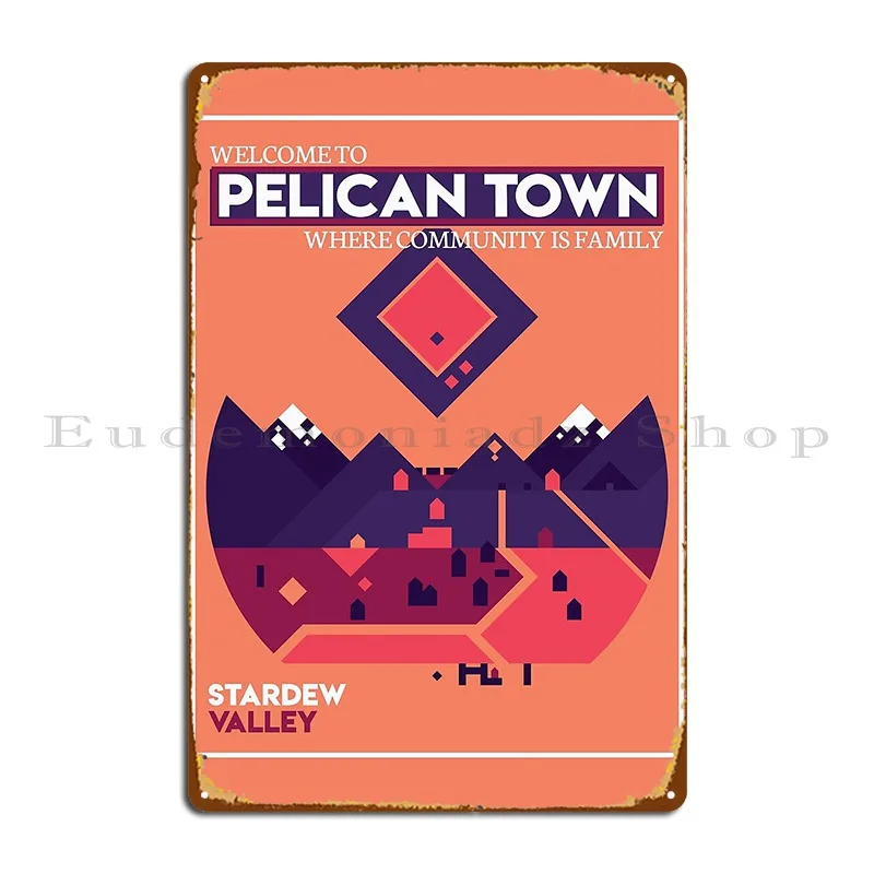 Welcome To Pelican Town Stardew Valley Tyrionical Metal Sign Club Poster Cinema Garage Character Tin Sign Poster