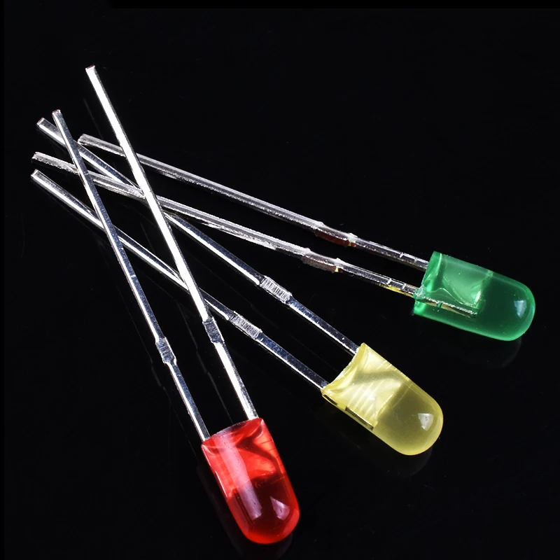 100PCS F3MM direct insert LED borderless white, green, red, emerald green, blue, yellow light-emitting diodes.