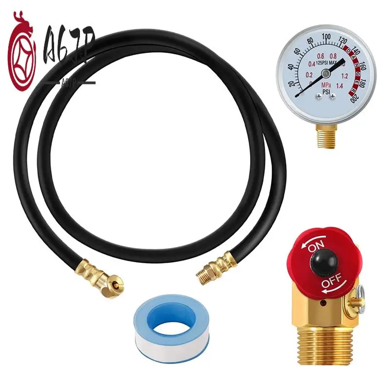 

A67P-Комплект клапанов воздушного бака с манометром, куполом с 2-дюймовым манометром 1/8 дюйма NPT, воздушный шланг 4 фута, ручка 1/4 дюйма, коллектор воздушного бака