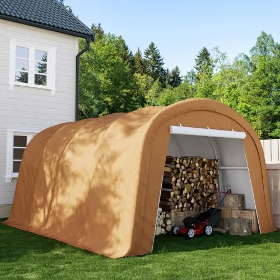 Carport, Feet Heavy Duty Canopy, Portable Garage with All-Steel Metal Frame and Double Zipper Doors, Round Style Outdoor Storag