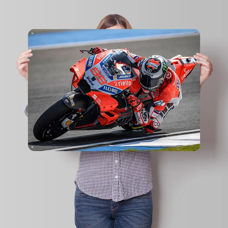 Jorge Lorenzo MotoGP 2018 3D Texture Metal Poster Customized Wall Art Tin Sign Gift for Mancave Gamer Room Decoration At Home