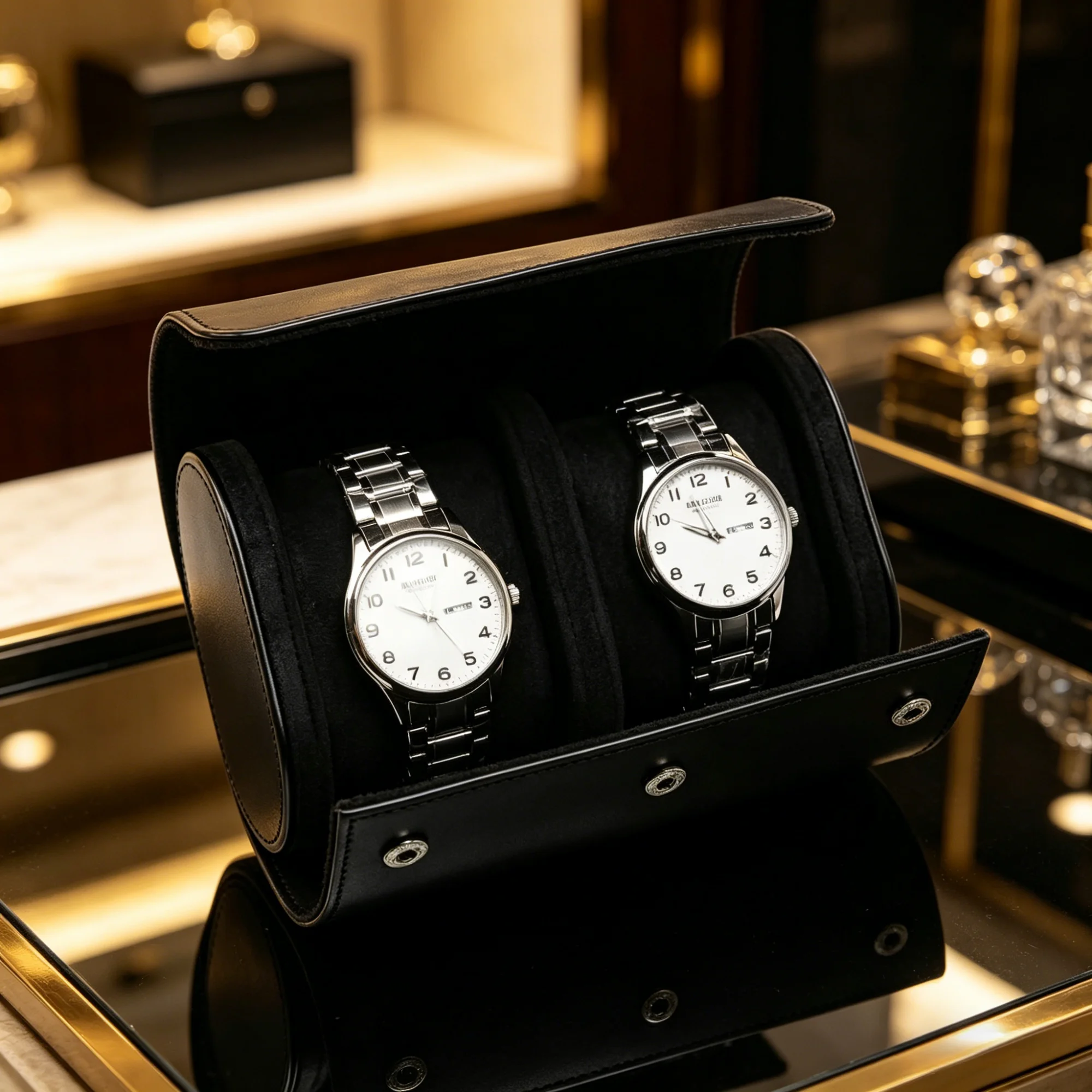 Fashion Leather 1/2/3 Slots Watch Box Travel Portable Storage for Rolexlitbreas Santos Omg Mechanical Quartz Watch Dustproof Box