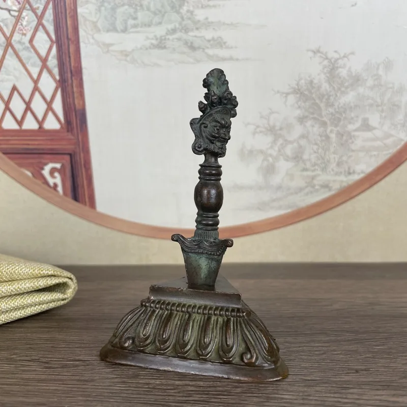 Single-Sided Vajra Decoration Antique Alloy Puba Pestle Large with Base Decoration Dharma-Vessel Supplies Vajra Magic Lowering