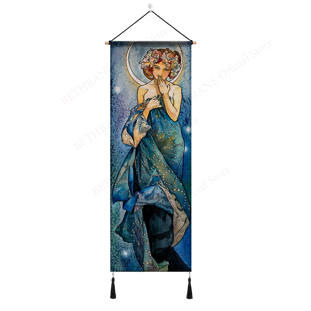 

The Moon Goddess Tapestry Wall Hanging. Aesthetic Tapestries Bohemian Wall Hanging Fabric Tapestry With Tassel for Room Decor