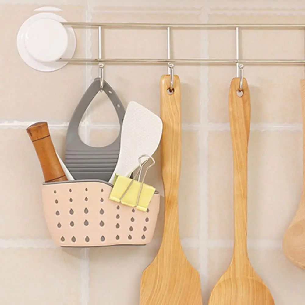 Kitchen Sponge Holder Sink Caddy Organizer Adjustable Sink Caddy Storage Rack with Drain Holes for Soap Sponge Drain Rack