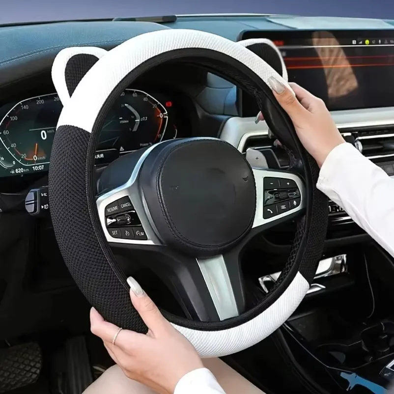 

Cartoon Cat Ears Car Steering Wheel Cover Anti-slip Suitable For A Variety Of Models Sweat-absorbent Breathable Wear-resistant