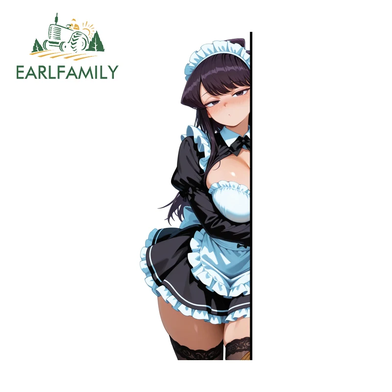 EARLFAMILY Maid Komi Shouko Peeke Car Truck Decal Eye-Catching Amusing Windshield Bumpers Decals Windows Computer Cooler Waifu