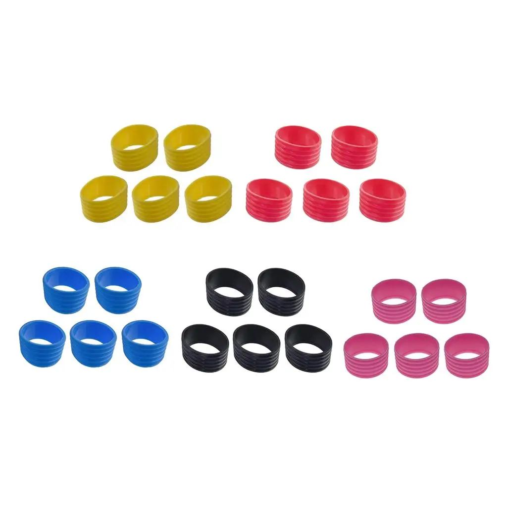 5x Rubber Reglip Bands for Tennis, Squash, Fishing Pole Hold Over Grip 5 Colores