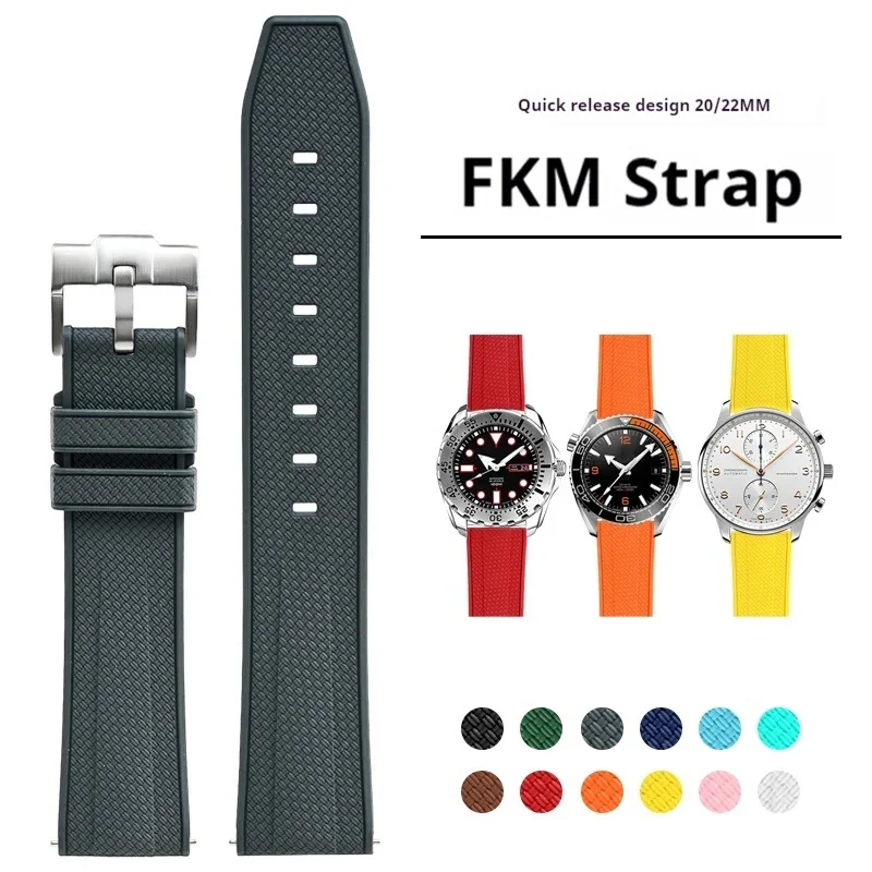 FKM Fluoro Rubber Strap for Omega X Swatch MoonSwatch 20mm 22mm Quick Release Stainless Steel Buckle Watch Band for Blancpain