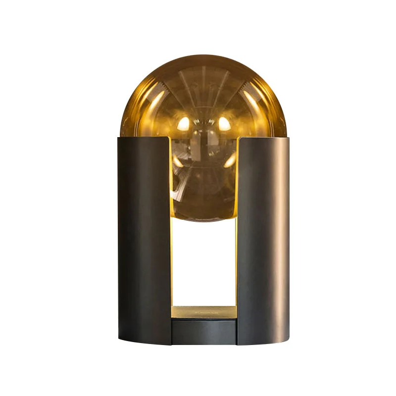 Lampe de table en boule de verre noire, moderne, créative, chambre à coucher, étude, modèle design