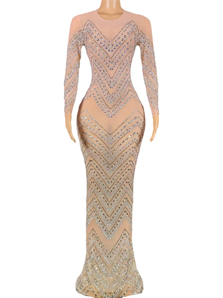 

High Quality Hot Diamond Sexy Split Elastic Dress 2024 New Fashion Customized Women'S Clothing