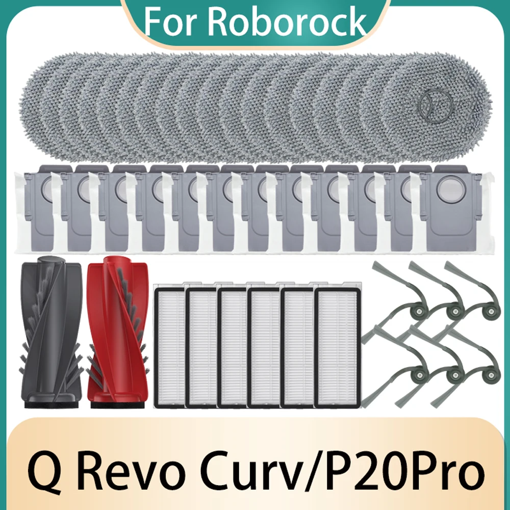 Para roborock qrevo curv acessórios roborock p20pro aspirador de pó rolo escova lateral filtros mop almofadas sacos pó peças