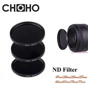 Filtre ND ND2 ND4 ND8 ND16 ND32 ND64, filtres à densité neutre 49MM 52MM 55MM 58MM 62MM 67MM 72MM 77MM pour appareil photo Canon Nikon Sony