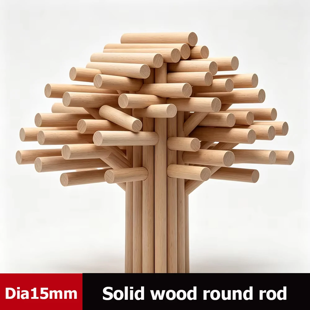 2-4Pcs  Dia15mm Solid Round Wood Length 50mm-400mm DIY Construction Material Building Model Fine Wooden Strips