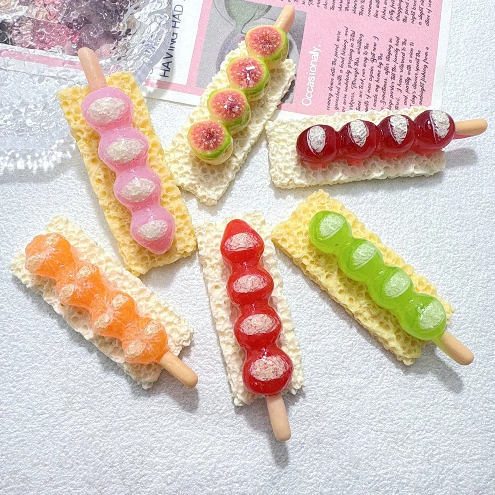 5PCS Strawberry Candy Gourd Series Miniature Flat Back Resin Cabochons For Hairpin Scrapbooking DIY Home Decor Craft Accessories