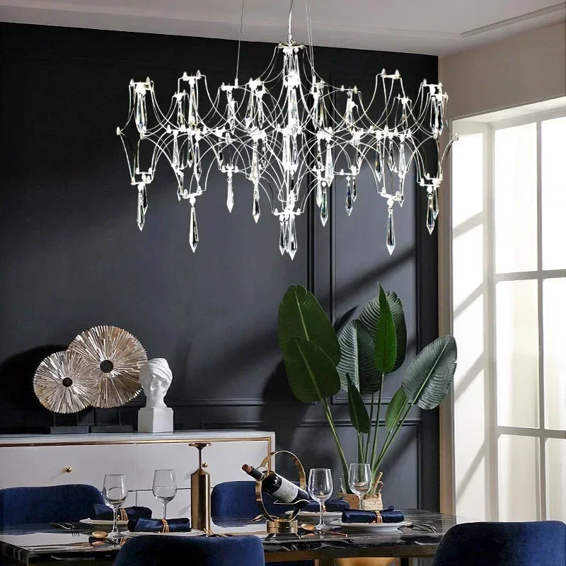 Light Firefly Crystal Chandelier Modern Chrome Crystal Ceiling Chandelier Living Room Firefly Lamp Drop Crystal Chandeliers