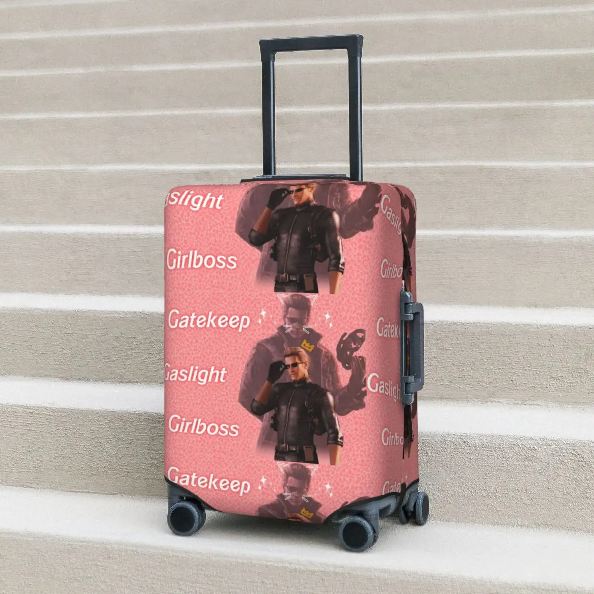 

Wesker Gaslight Gatekeep Girlboss Suitcase Cover Protection Elastic Trip Luggage Protector Covers for 18-32 Inch