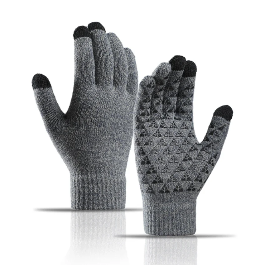 Winter Men\'s and women\'s Knit Touchscreen Gloves Warm Touch Gloves Texting Anti-slip Gloves for Adults