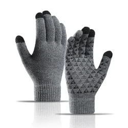 Guantes de invierno de punto para hombres y mujeres, pantalla táctil cálida, guantes antideslizantes para mensajes de texto para adultos