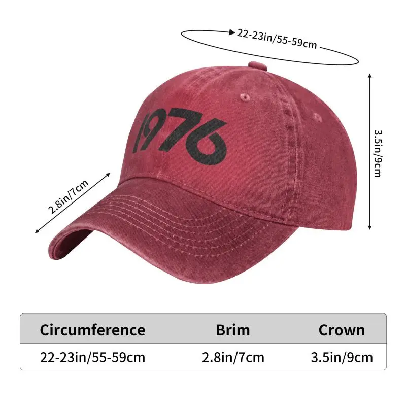 Custom Punk Unisex Cotton Vintage Born In 1976 Original Birthday Gift Baseball Cap Adult Adjustable Dad Hat for Men Women Sports