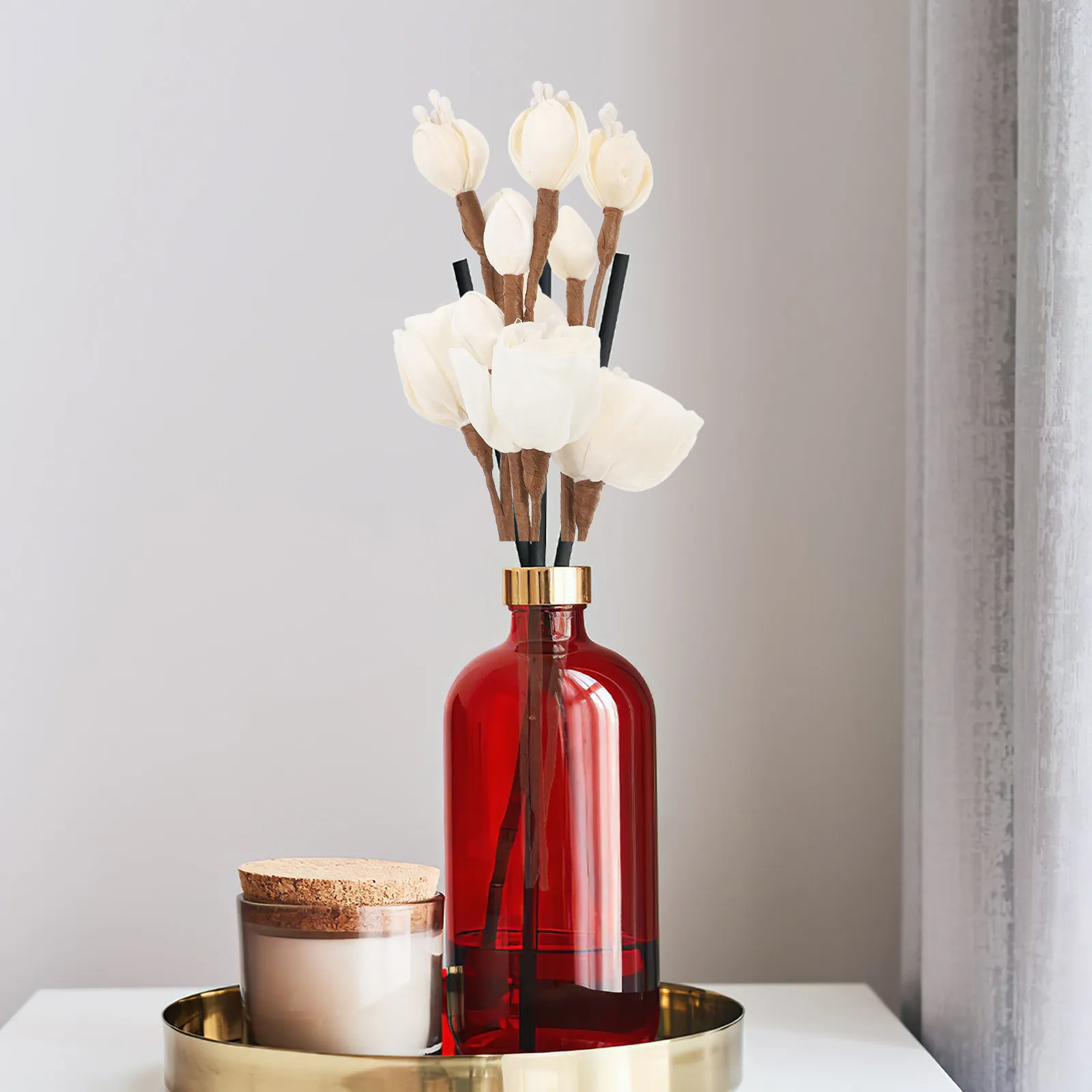 3Pcs Rice Paper Diffuser Sticks Aroma Flower Diffuser Bright Color for Home Office Bathroom Fragrance Scent Aroma Wands