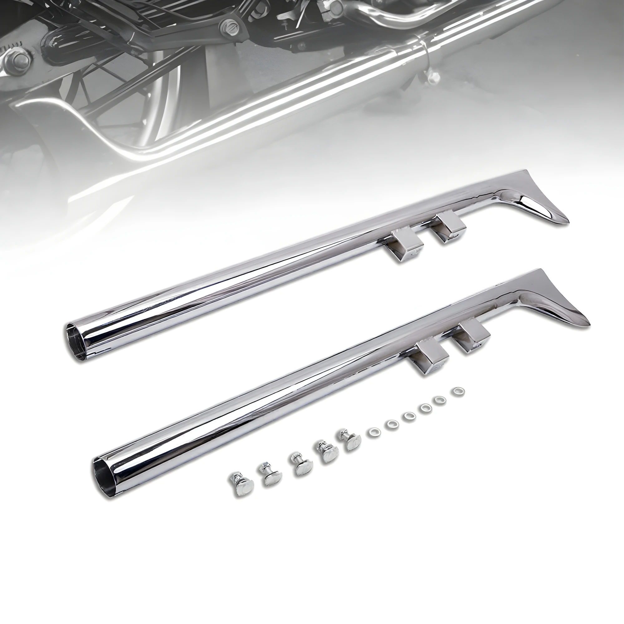Fishtail Slip-on Doppel-Auspuffrohre Schalldämpfer für Harley Touring 1995-2016 1 7/8 Zoll – Detail 2