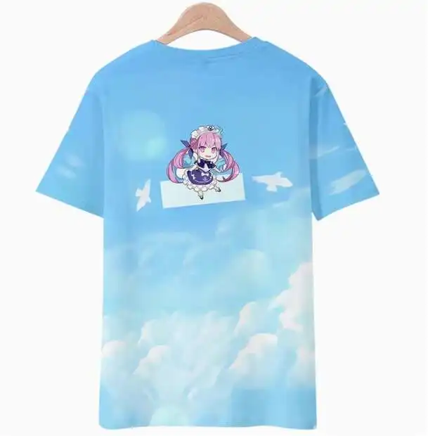 Camiseta de manga corta de Anime Hololive Vtuber Minato Aqua, disfraz de Cosplay de verano, Tops holgados informales para estudiantes de anime