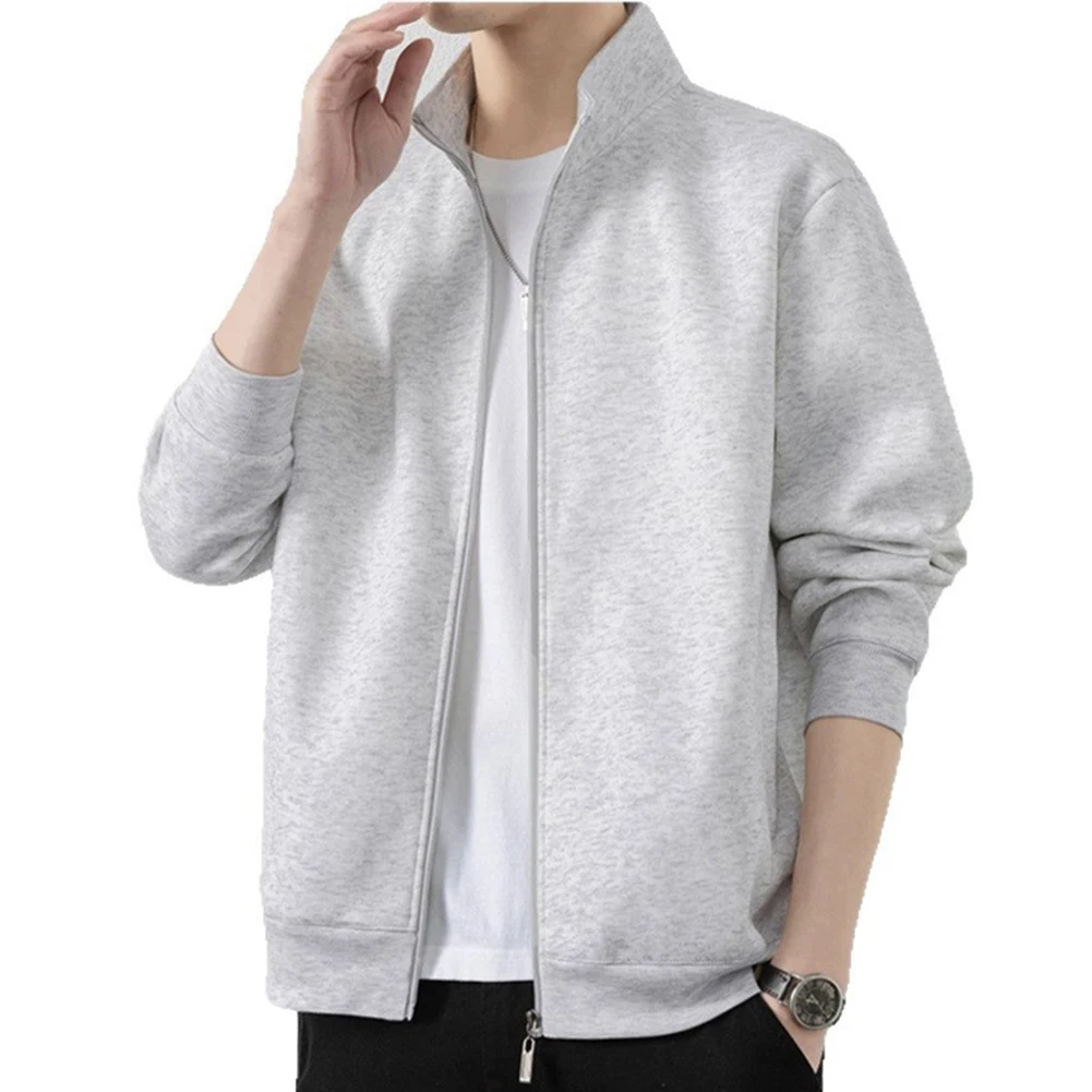 Solid Color Men Sweatshirt Jacket Cardigan Long Sleeve For Slim for Fit Casual Outerwear for Daily Use Spring Winter