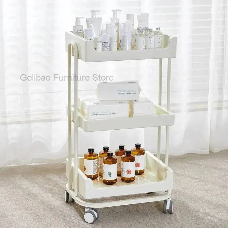 

Trolley Professional Esthetician Makeup Wheels Tool Beauty Hairdressing Stainless Steel Cart Salon Storage Work Tools Drawer Bar