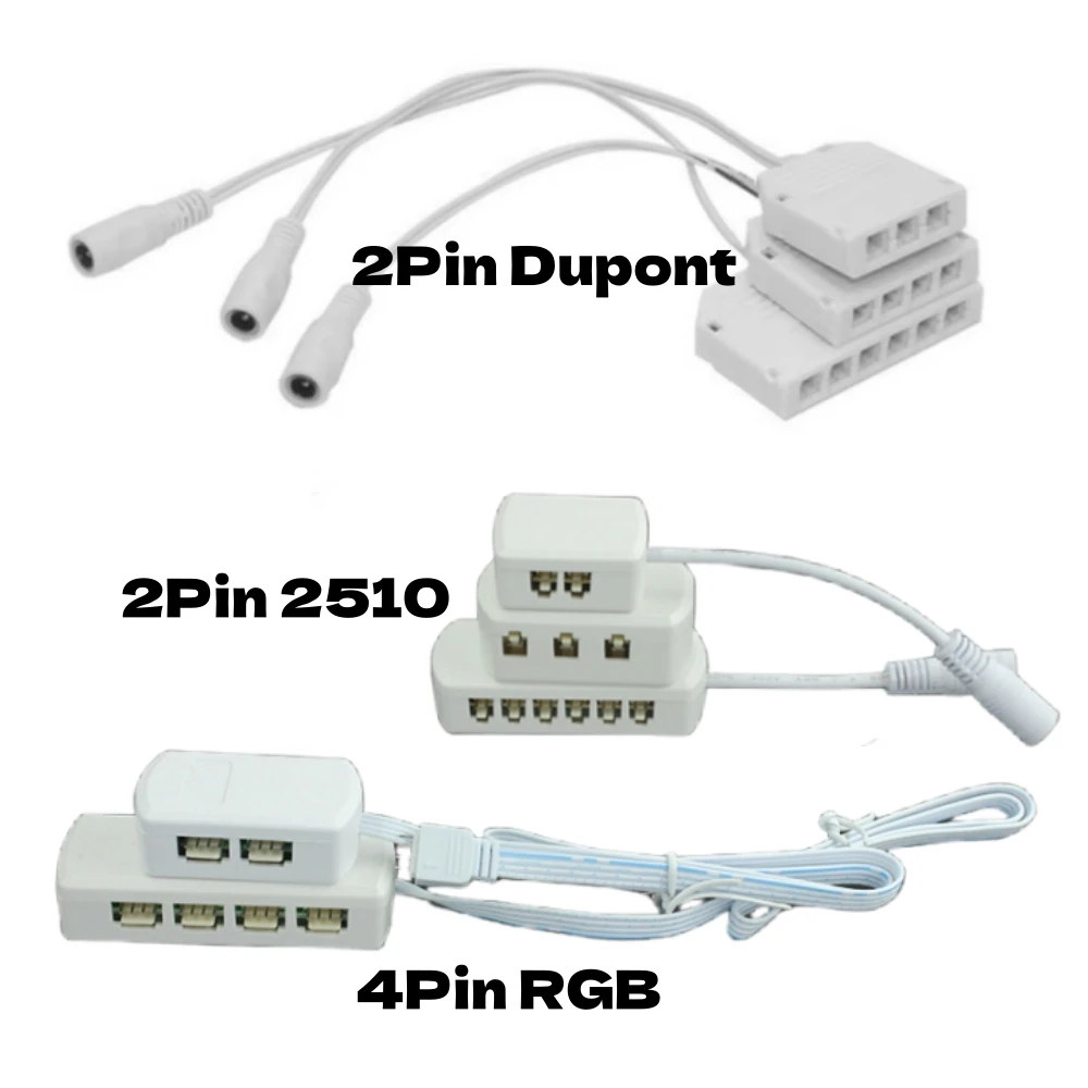 1 DC Female to 2/3/4/5/6/8/10 DuPont Female Connector Junction Box for DC 5-24V LED Kitchen Wine Cabinet Wardrobe Lamp