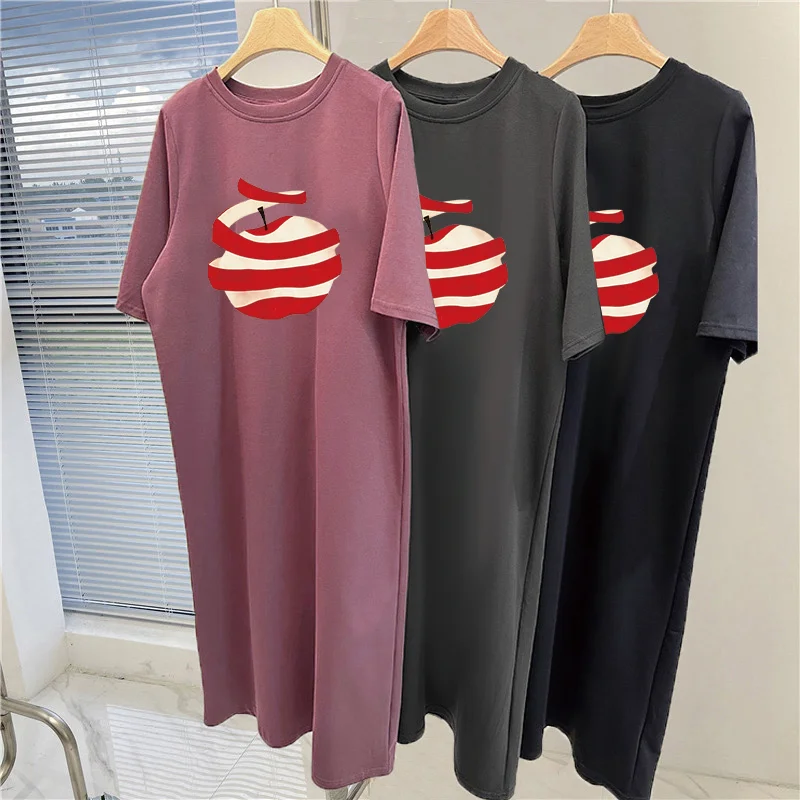 เดรสเสื้อยืดพิมพ์ลายแอปเปิ้ลสำ - Summer Clothing For Older Women บทวิจารณ์และราคา