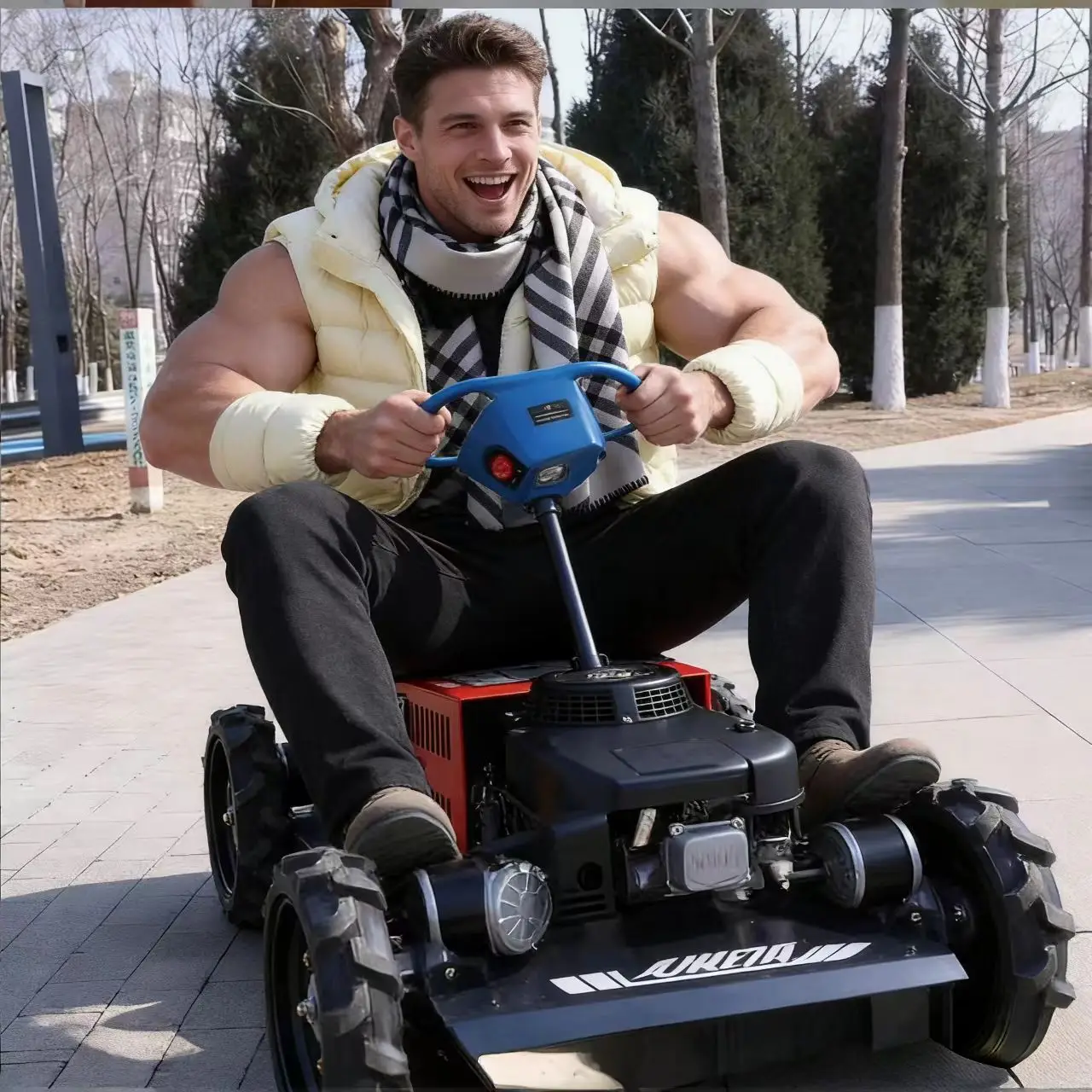 Customized Remote-Controlled Tracked Lawn Mower Zero-Radius Steering Garden Mower and Trimmer Multi-Functional Snow Remover