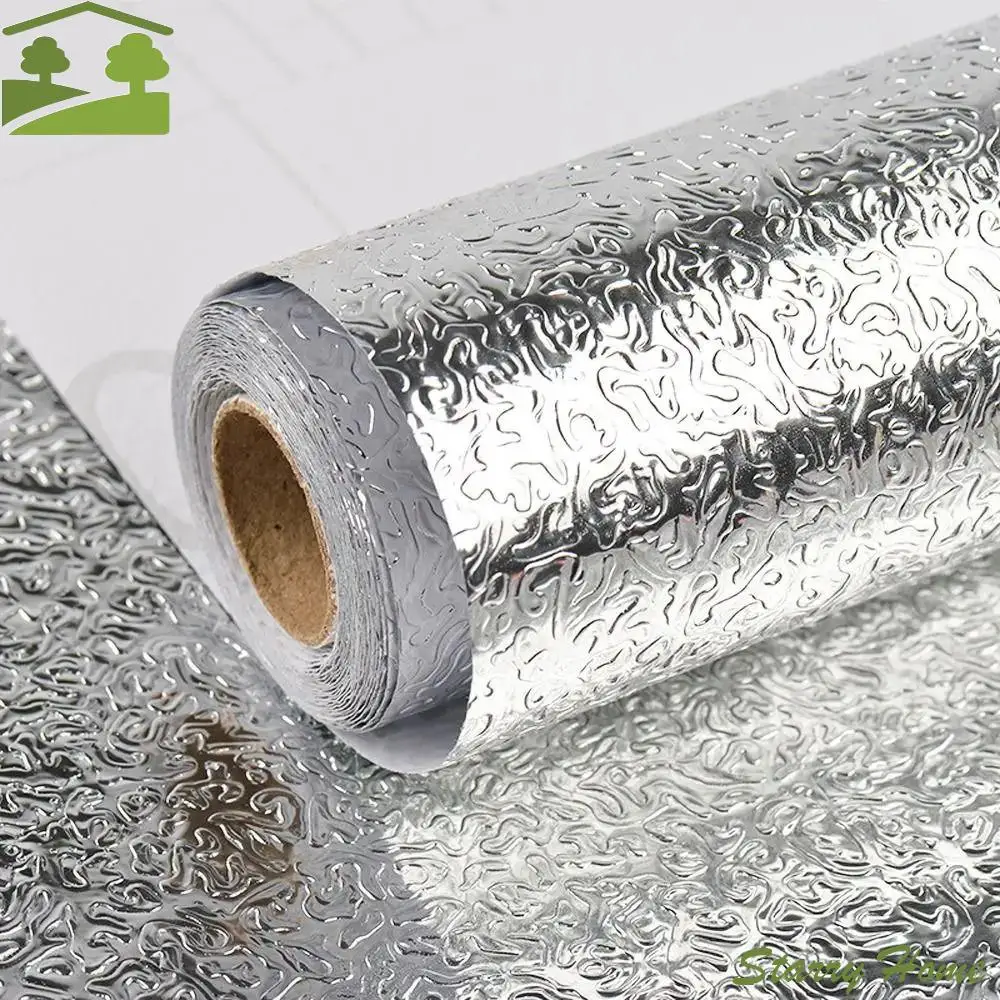 

40CMx10M Kitchen Oil-proof Sticker PVC Heat Resisting Cabinet Renovation Stickers Waterproof Thickened Cabinet Wallpaper