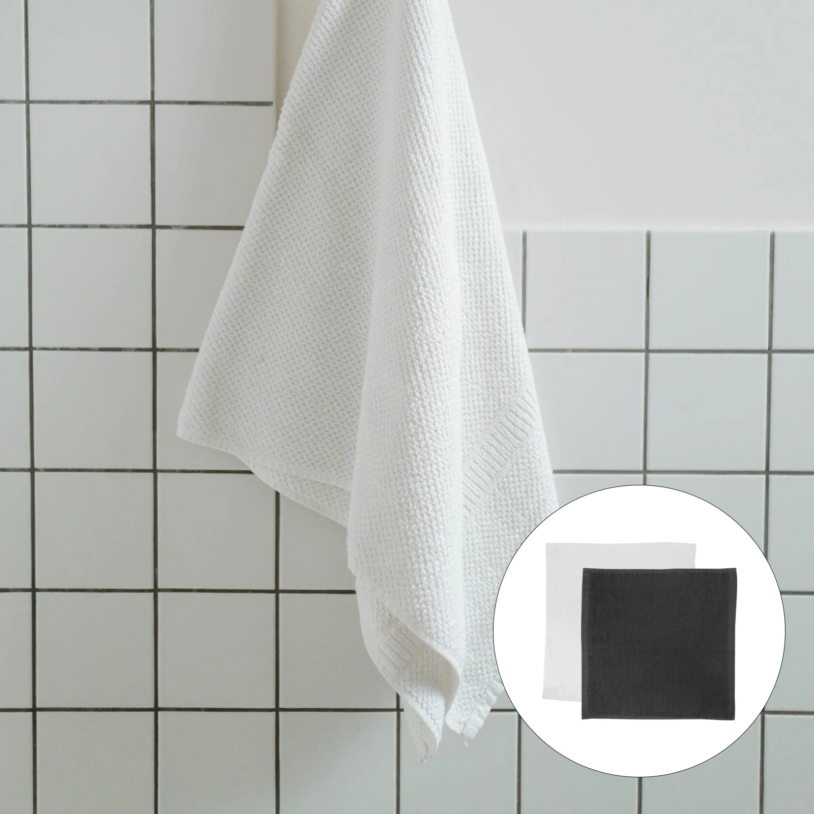 

8pcs Kitchen Dish Towels Cleaning Cloths Strong Decontamination Durable Water Absorption Dishwashing Cloth For Pots Black White