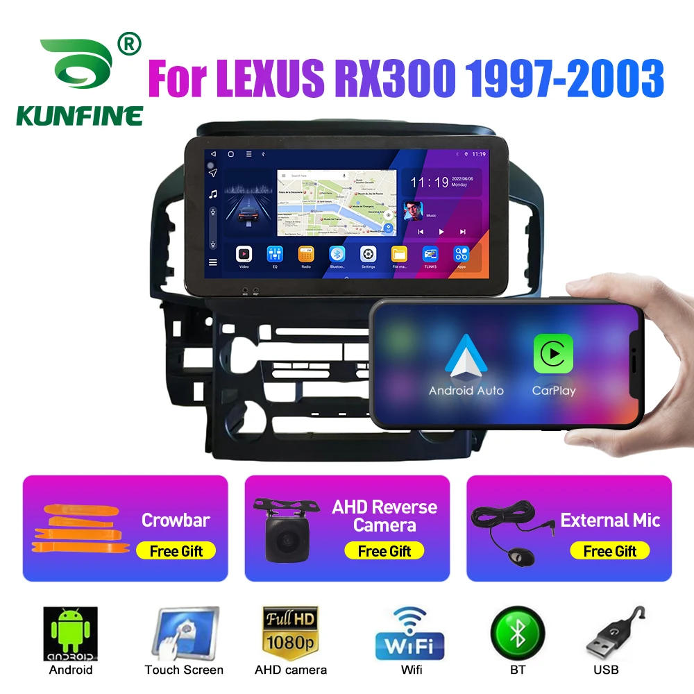 

10,33-дюймовый автомобильный радиоприемник для LEXUS RX300 1997-2003 2Din Android, восьмиядерный автомобильный стерео DVD, GPS-навигатор, плеер, QLED-экран Carplay