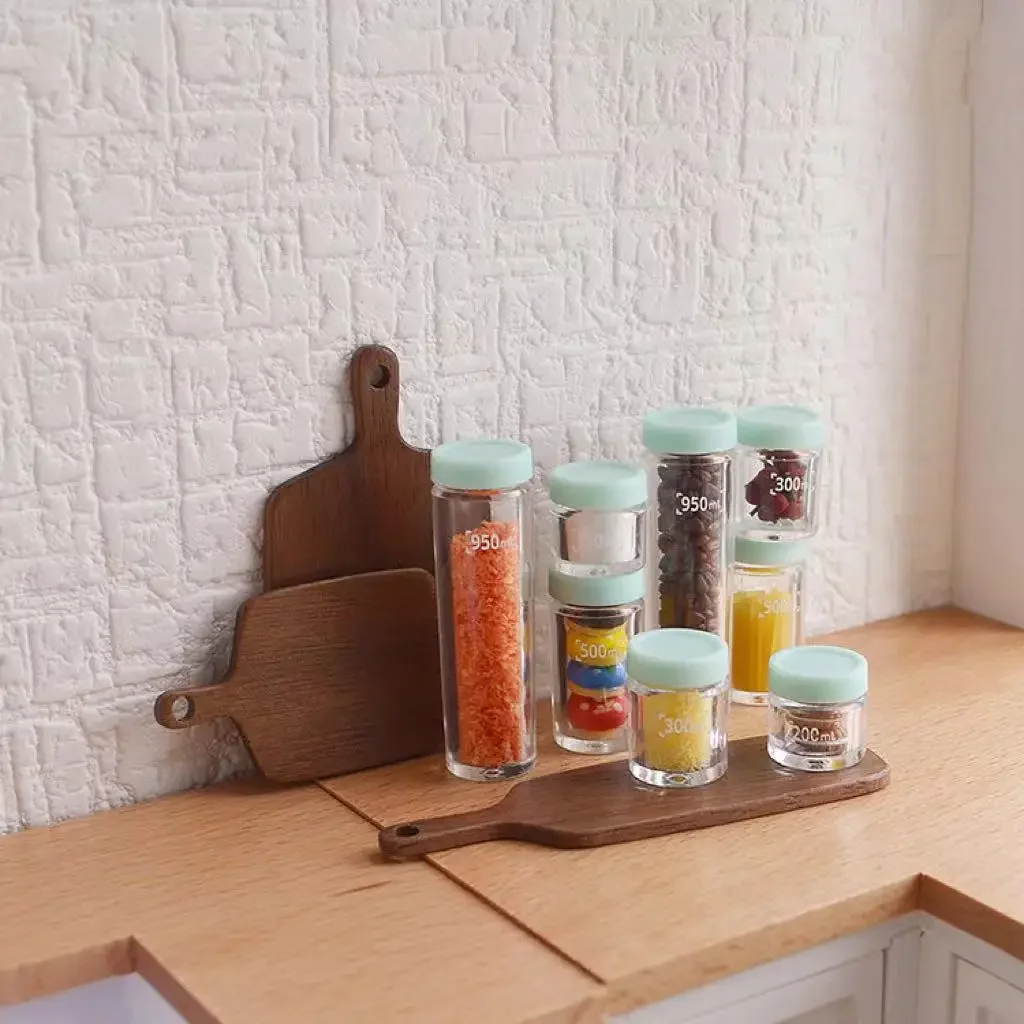 Miniature Food Play Mini Kitchen Accessorie Miniature Pound Garlic Jar Spice Bottle Mini Disposable Packing Box Mini Kitchenware