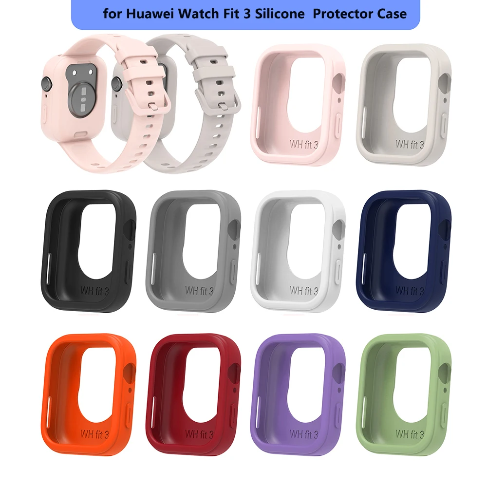 Coque en silicone pour montre Huawei Watch Fit 3, coque de protection complète, coque souple, coque de montre de sport, cadre de pare-chocs de remplacement pour Fit3